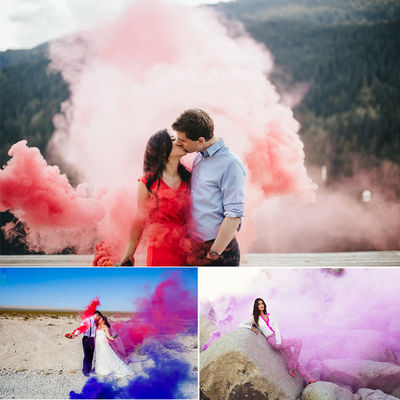 Daytime Handheld Colored Smoke Bombs , Colour Smoke Flare Fireworks