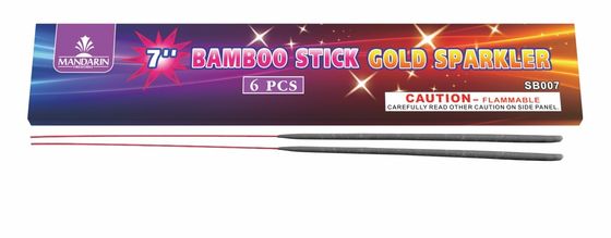 Sparklers ควันต่ำ 170 มม. ไม้ไผ่แท่ง 7 นิ้ว Gold Sparklers Fireworks