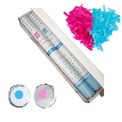 เพศเปิดเผยปาร์ตี้สีชมพูสีฟ้า Blower Holi Powder Confetti Cannon
